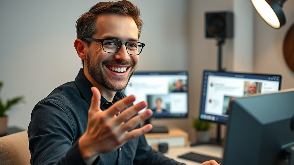 Live video engagement: Host interacting with real-time audience comments