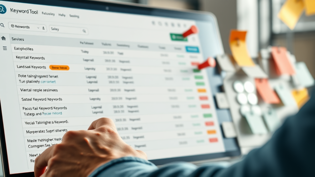 Keyword tool dashboard highlighting long-tail SEO keywords and filters