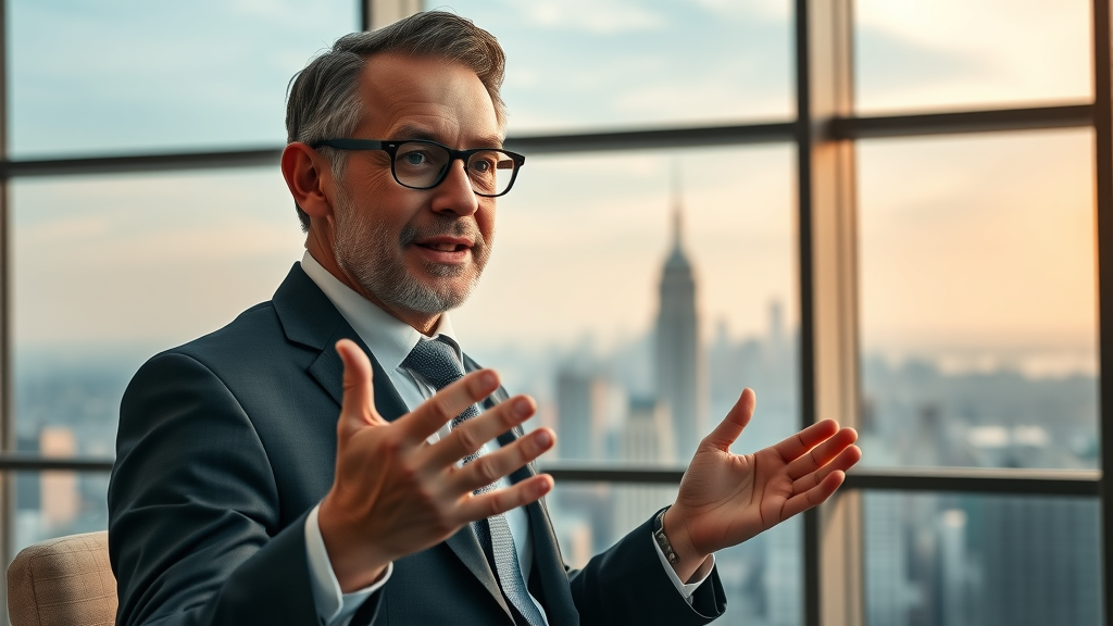 business leader explaining online ad analytics strategy in modern office