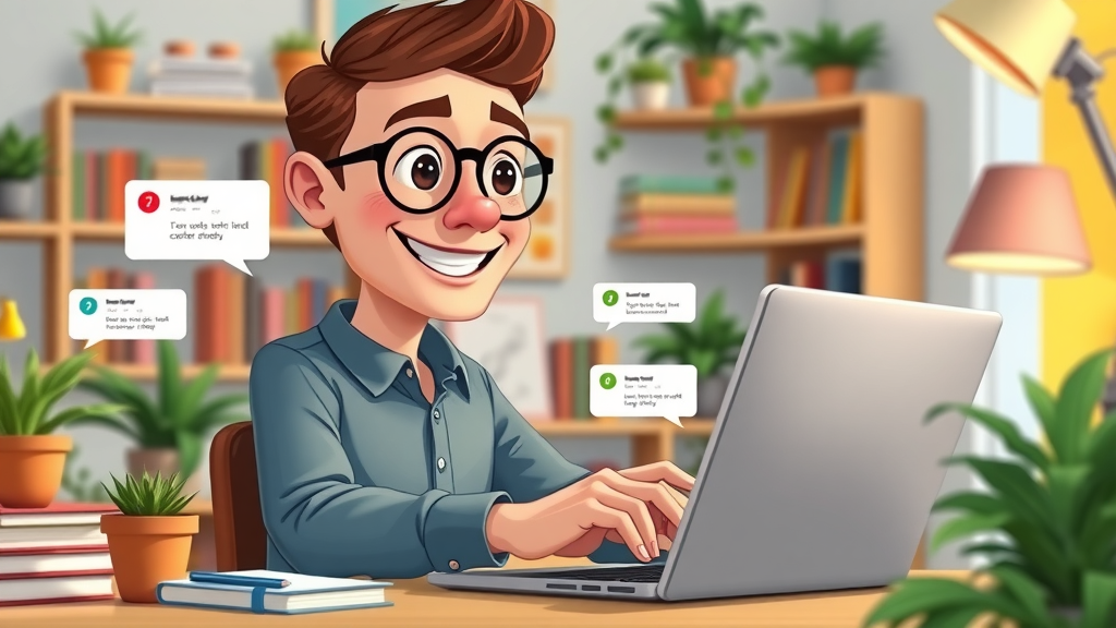 Content marketing tools: Marketer using Grammarly AI writing tool in creative workspace.