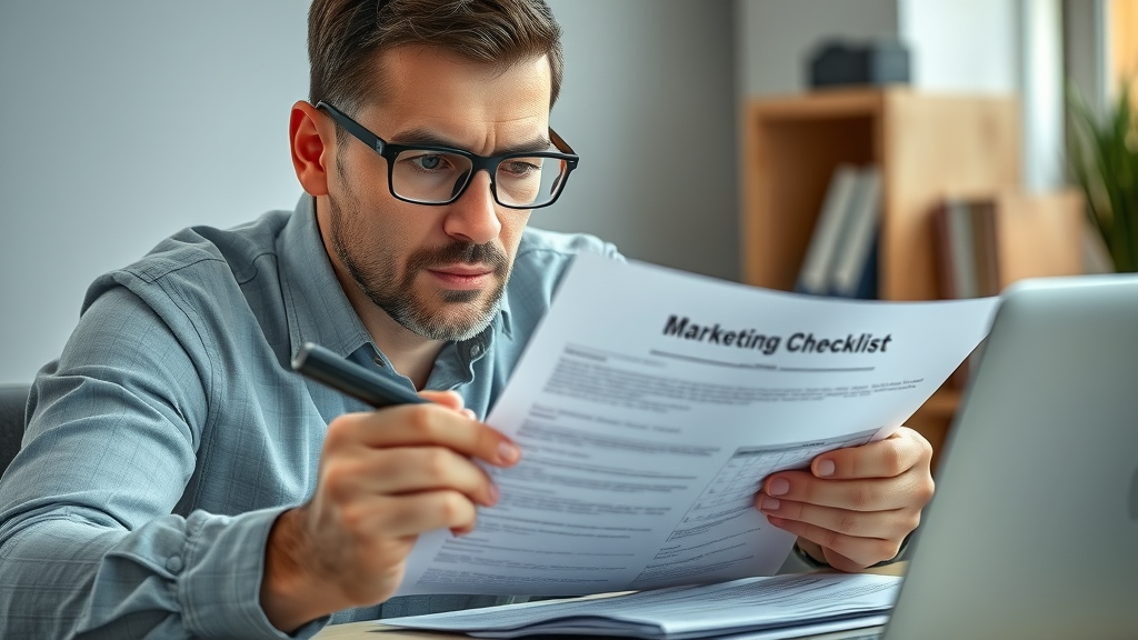 marketing manager analyzing marketing data for compliance and accuracy