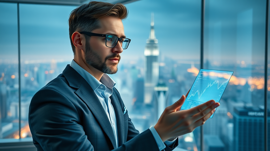 Futuristic brand strategist using AI tools for influencer marketing strategy