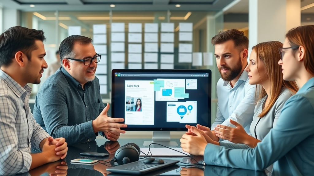 brand storytelling dynamic business meeting engaged marketing professionals modern office