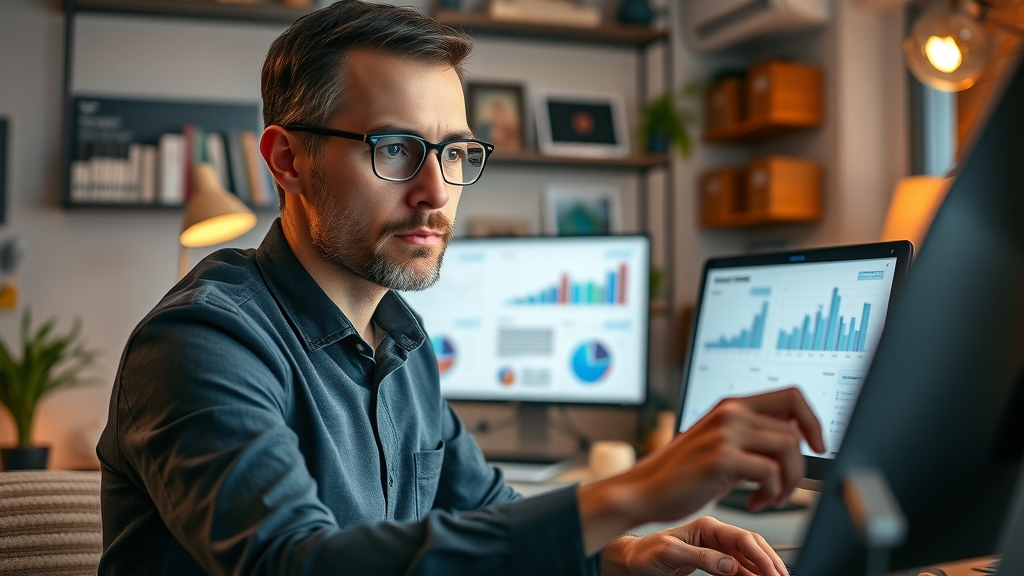 brand voice analysis digital marketer reviewing brand content and communication style