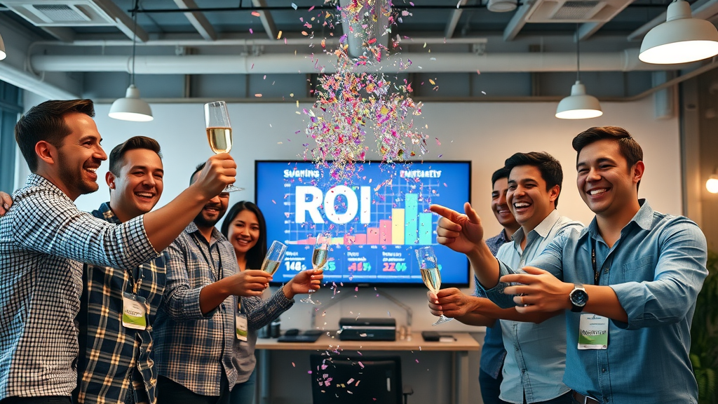retargeting ads marketing team ROI celebration success campaign