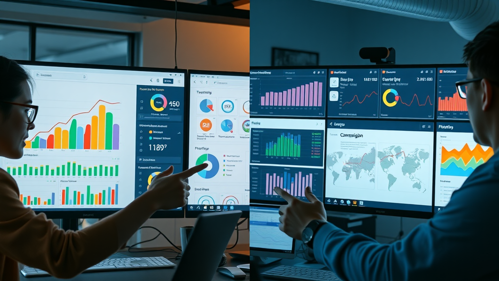 contrasting business websites split-screen, one focused on organic traffic SEO strategies and another displaying paid ads, highlighting key differences in results
