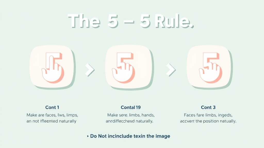 dynamic infographic illustration of the 5 5 5 rule showing icons for different content types on clean modern background