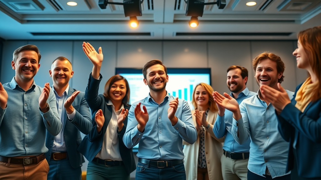 customer feedback business team celebrating brand growth