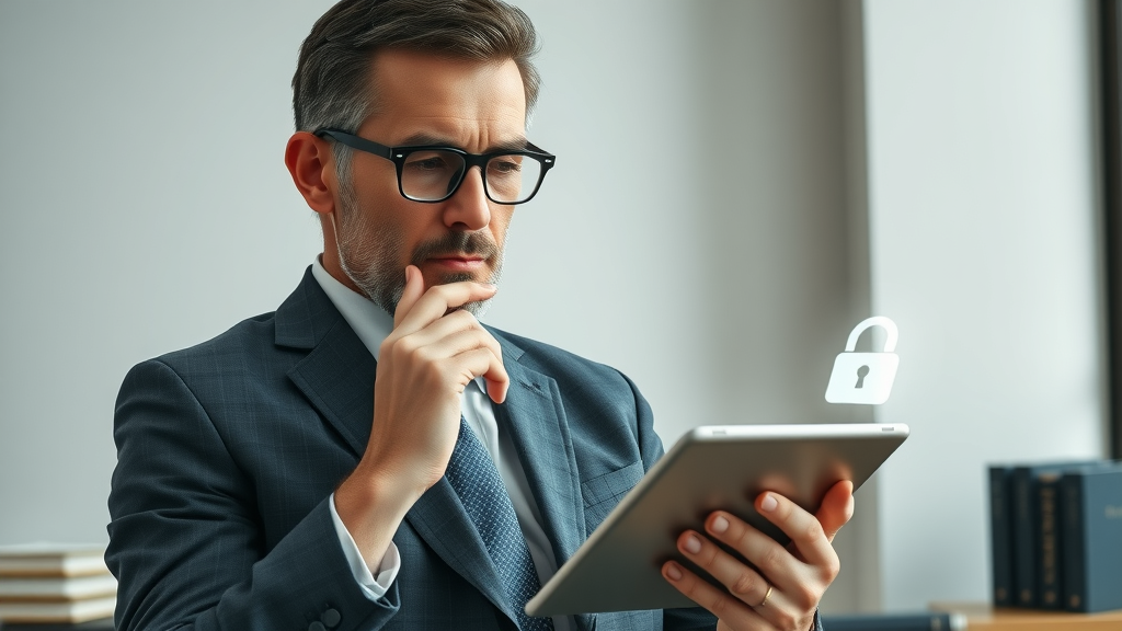 business leader reviewing email marketing privacy policy for customer data protection