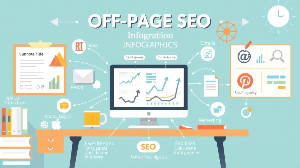 infographic of off-page SEO components, including social signals, links, and authority, for search engine strategy