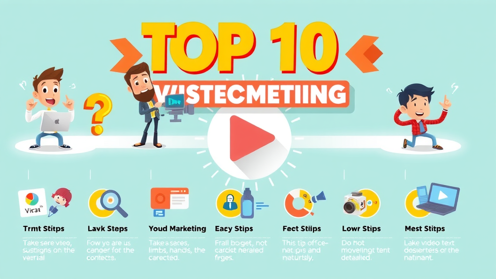 video marketing strategies - Animated infographic illustrating top 10 video marketing strategies with dynamic icons and characters