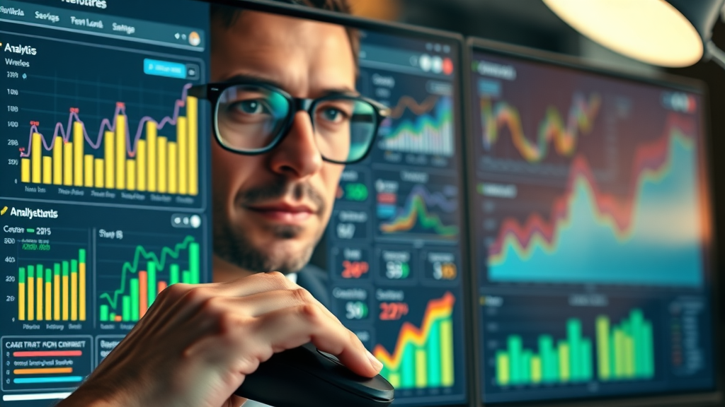 close up of computer screen with analytics dashboards showing SEO tool charts, search rankings, and graphs for google search performance