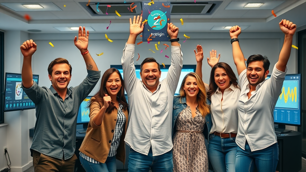 Brand team celebrating a successful influencer marketing campaign