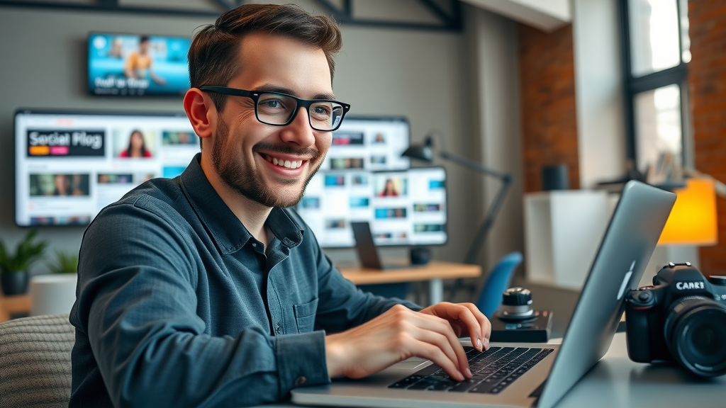 engaging digital marketer creating various types of content marketing strategy