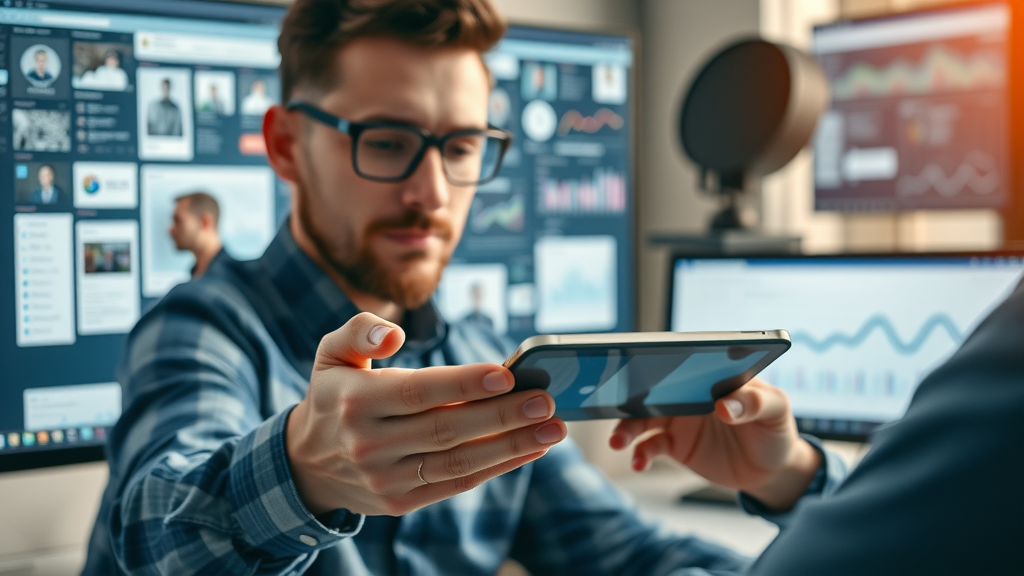 digital content creation professional sharing content across social media devices analytics graphs