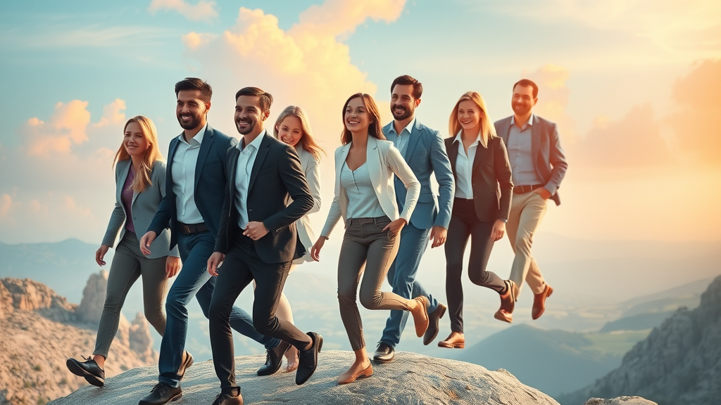 diverse group of professionals journeying along a customer journey map visual for marketing strategy