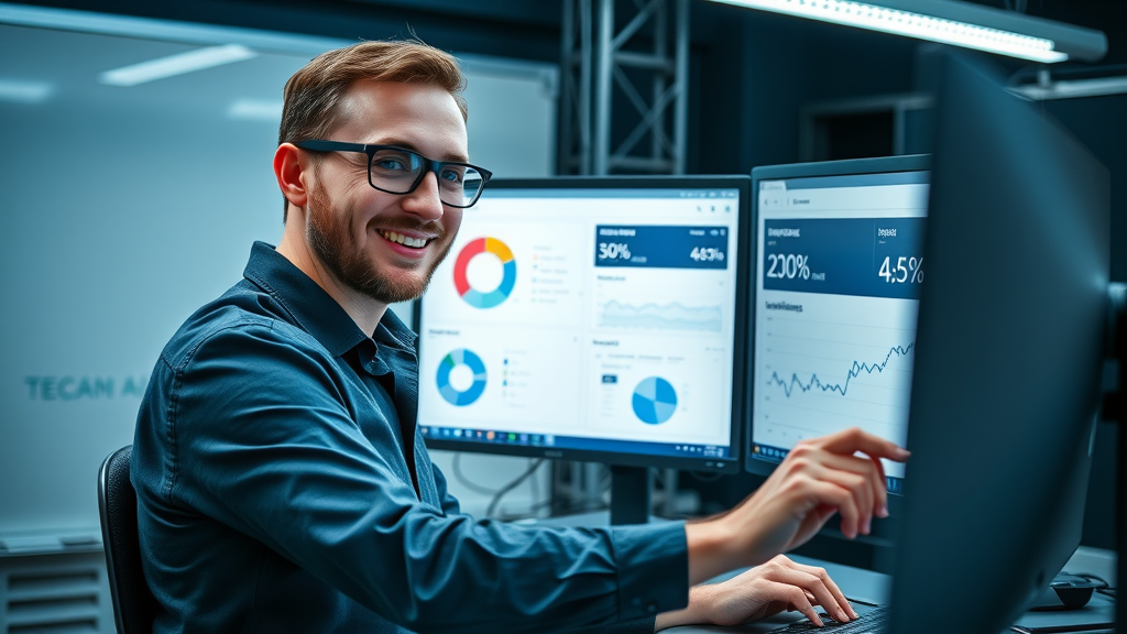 web developer reviewing technical SEO audit on monitors for enhanced search engine optimization site performance