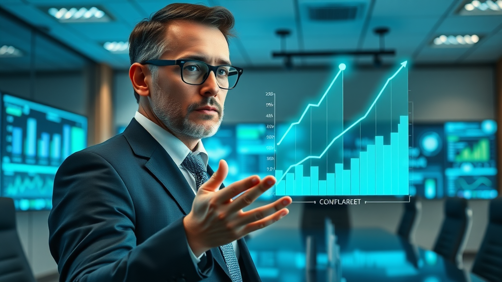 market research business strategist presenting market growth chart for analysis