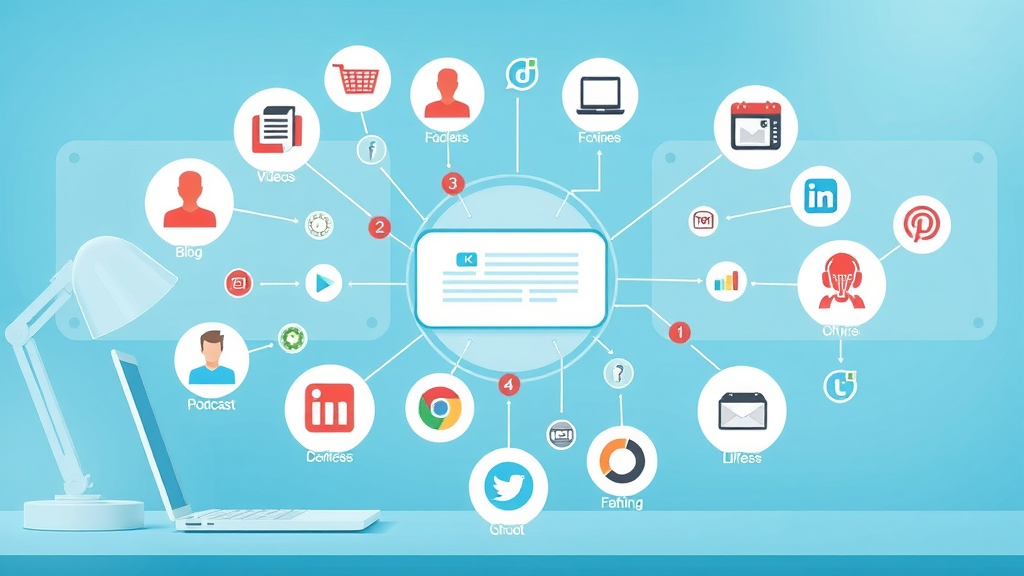 digital content formats infographic with icons for blogs, video, podcasts, social media