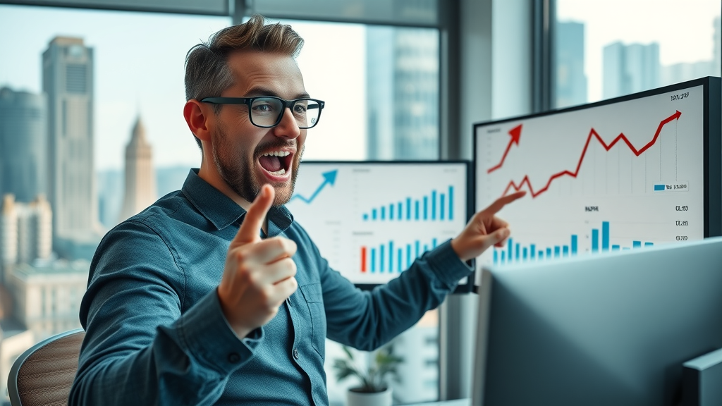 innovative SEO specialist correlating search engine ranking data with engagement metric charts in office