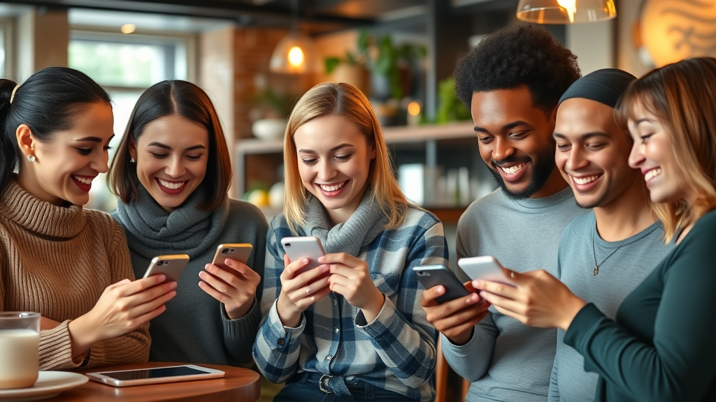 brand reputation satisfied diverse customers leaving positive online reviews modern cafe