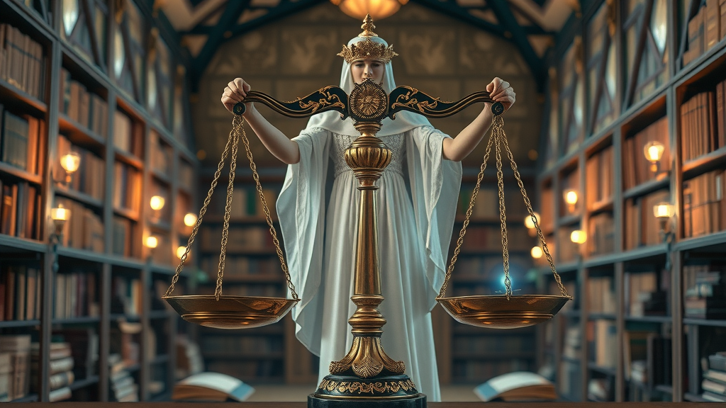 balanced scales representing technical SEO optimization, content, and off-page ranking factors for search engines