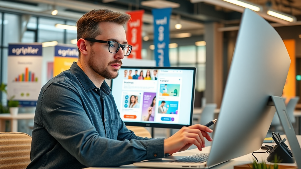 email marketing strategies designing engaging marketing emails with CTAs on computer in modern workspace