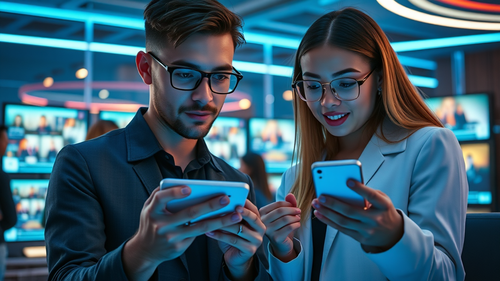 professionals browsing vertical video feeds for latest social media trends in 2025