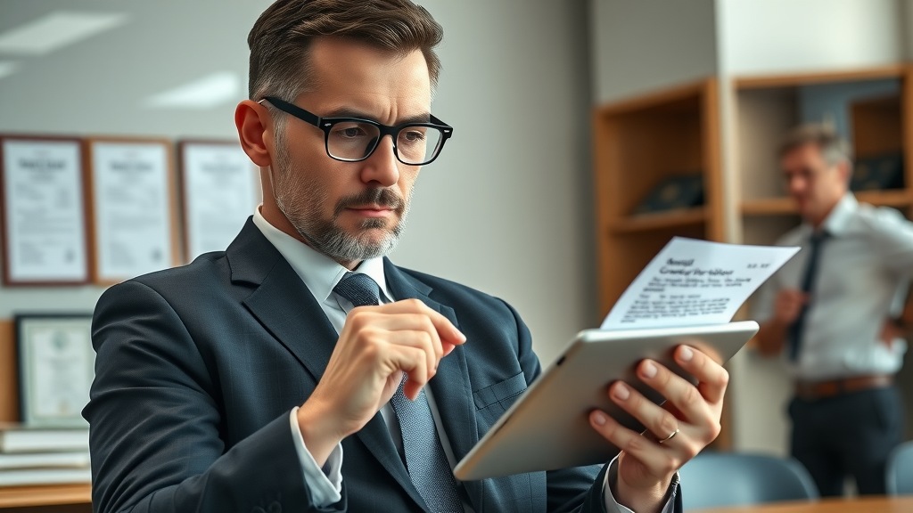 Legal professional reviewing email marketing compliance requirements for secure email lead generation