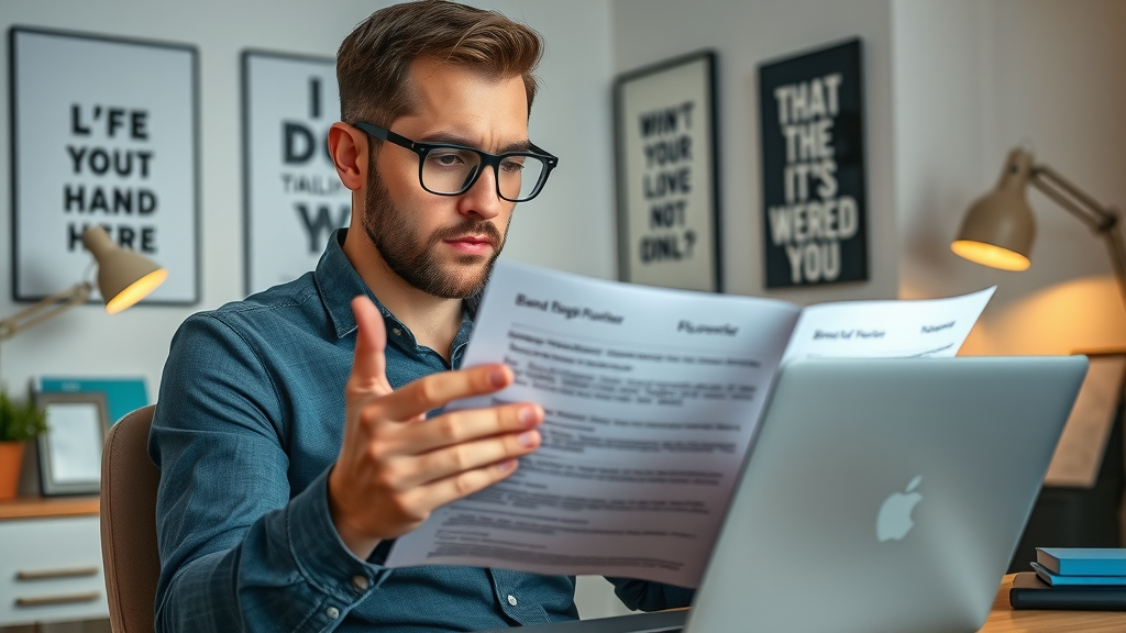 modern brand consultant reviewing digital brand messaging guidelines, brand identity, brand messaging
