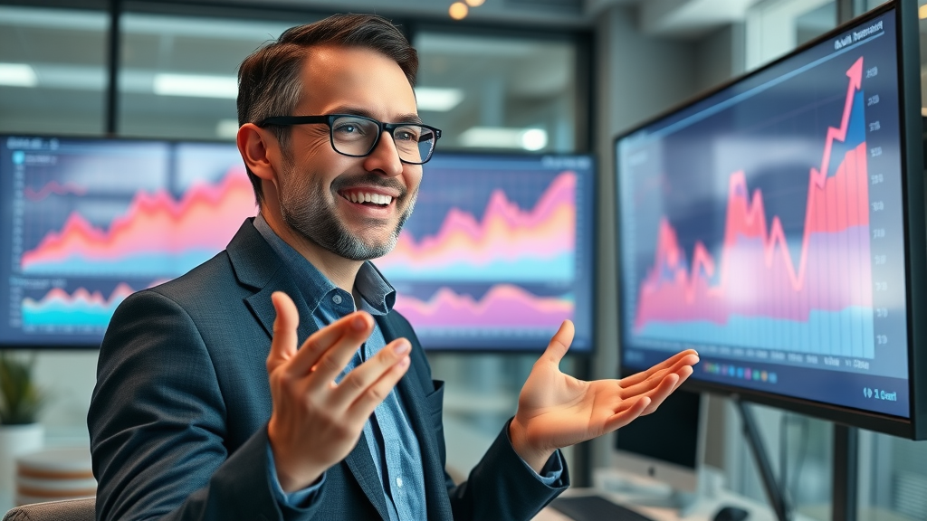 Marketer demonstrating segmentation impact with before-and-after data charts