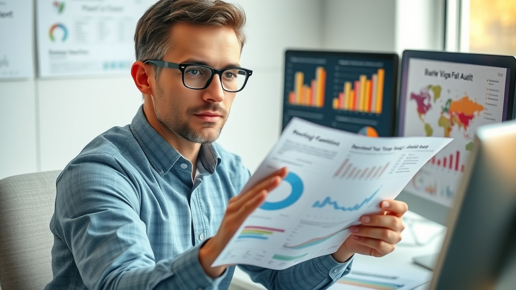 brand voice analysis marketing analyst reviewing brand voice audit report