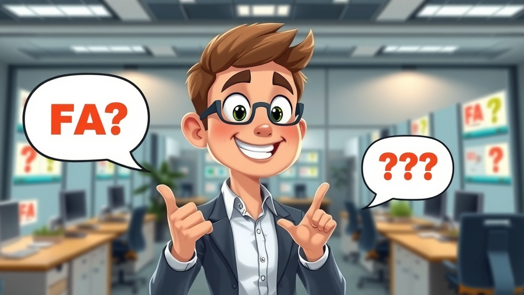 Consultant answering common search engine marketing questions in modern office