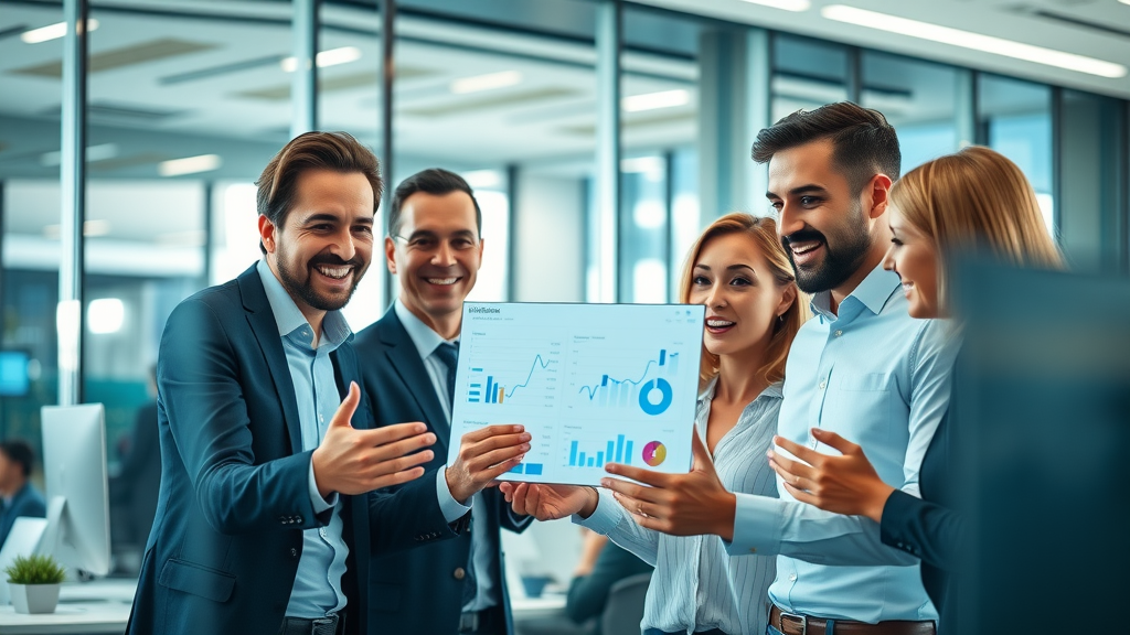 dynamic business team analyzing email marketing analytics - email campaign optimization