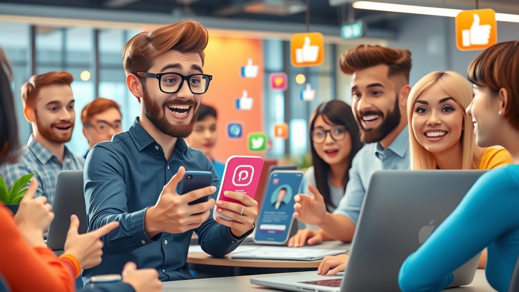 marketer using social media for off-page SEO, engaging audience for stronger SEO strategy