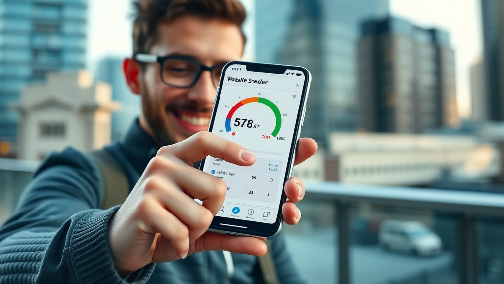 mobile phone showing website speed test and mobile optimization results for SEO optimization