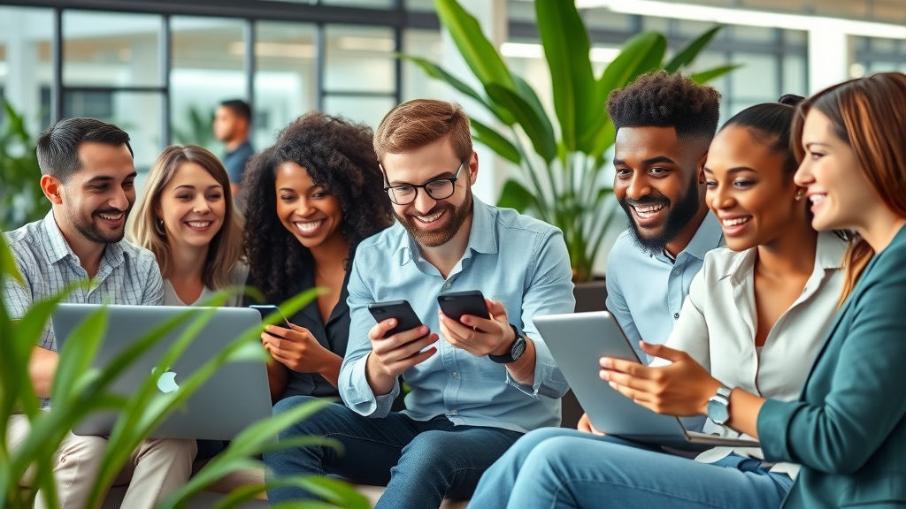 social media lead generation professionals collaborating in a modern office