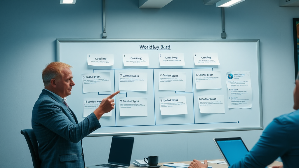 Workflow board displaying 7 steps in customer segmentation strategy