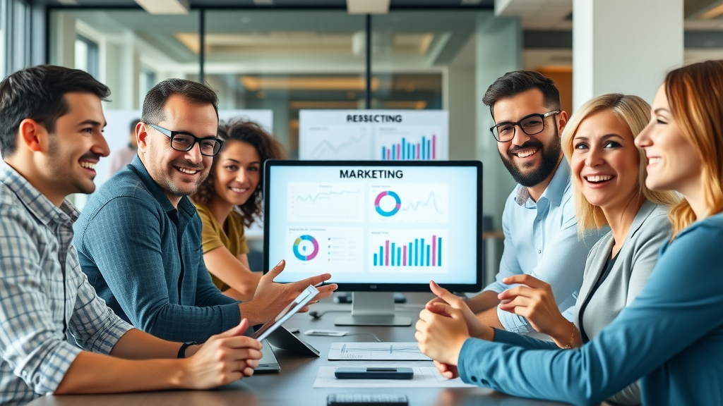email list building marketing team strategizing email campaign modern office