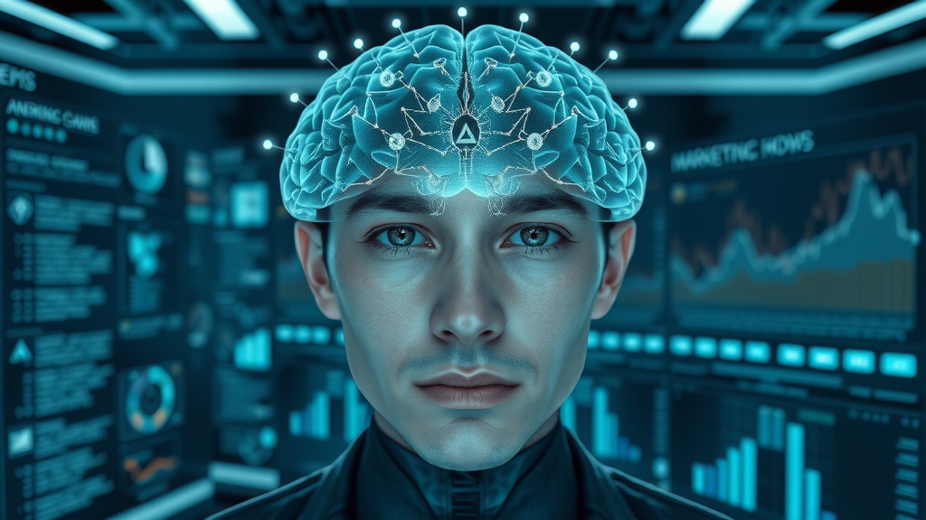 Artificial intelligence model processing marketing data in high-tech control room