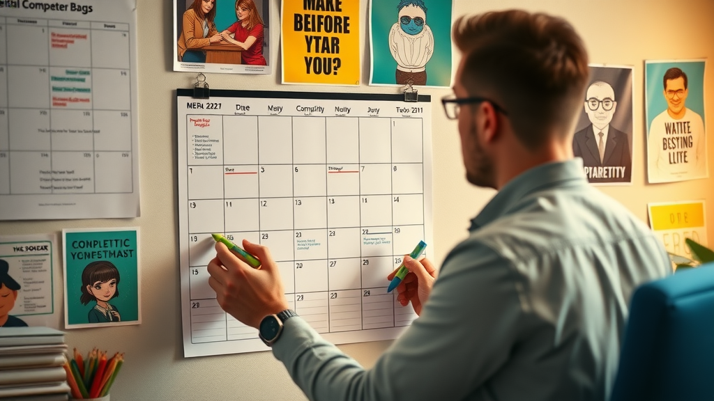competitive analysis schedule digital strategist marking wall calendar