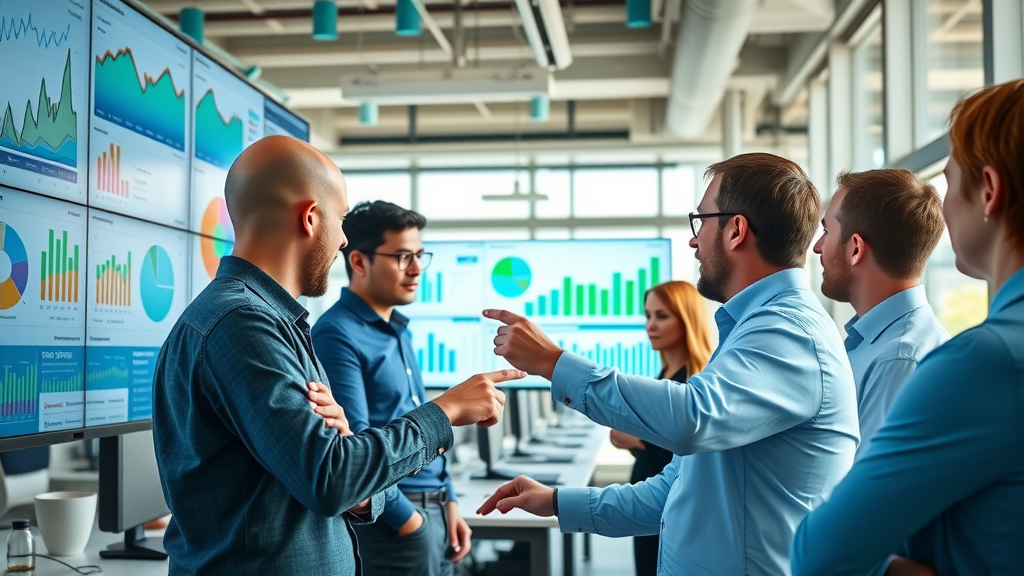 display advertising marketers analyzing campaign results in digital marketing workspace