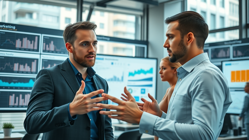 automated campaign management modern office professionals analyzing digital marketing dashboards