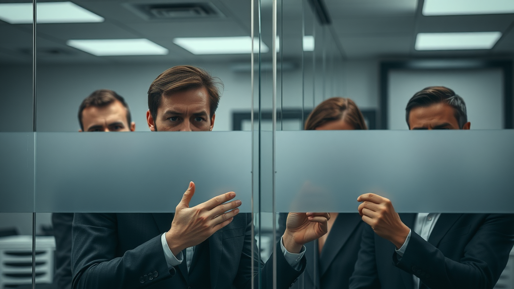 frustrated business teams divided by glass wall due to poor sales and marketing alignment