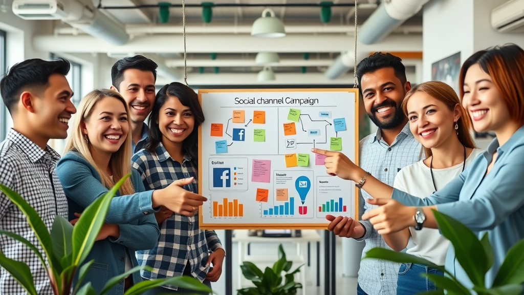 Marketing team strategizing blog post repurposing and social media techniques for SEO