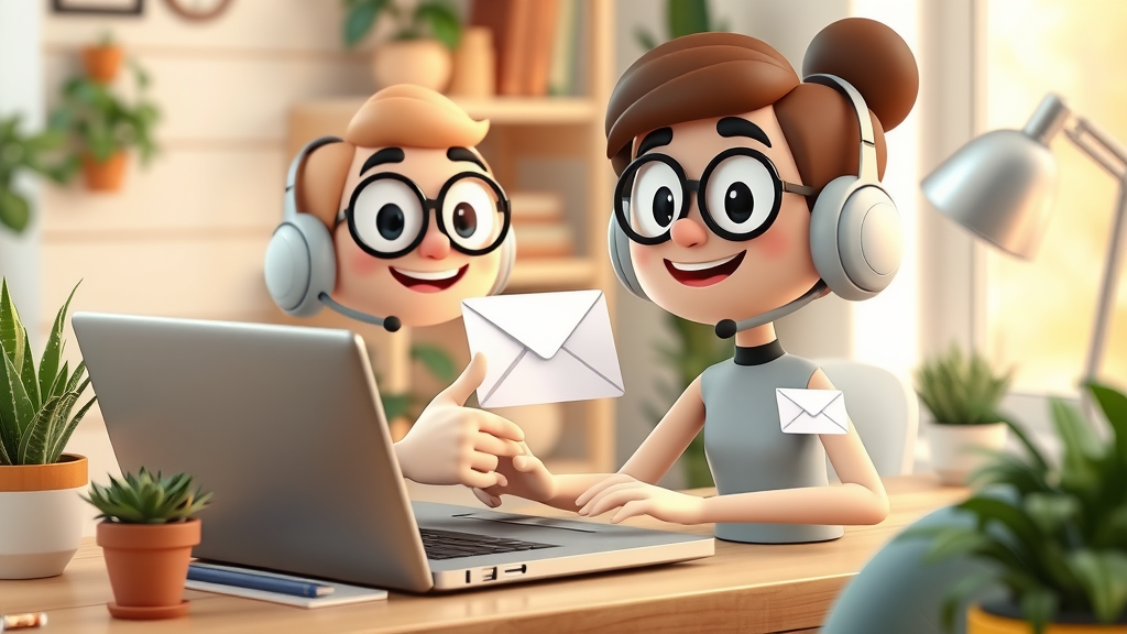 Digital assistant sending automated emails, supporting customer journey stages