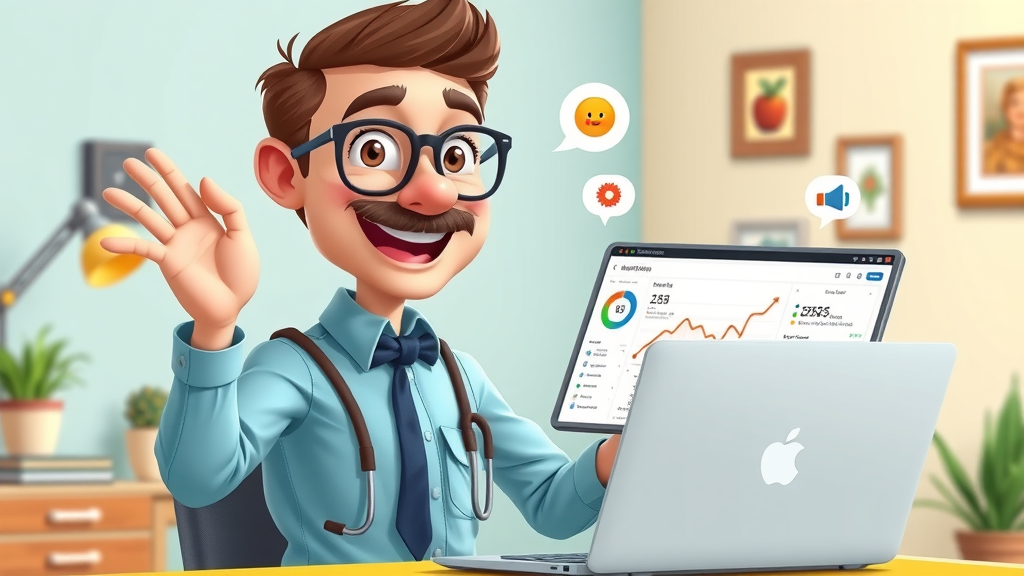 digital marketing specialist demonstrating online ad analytics setup on desktop