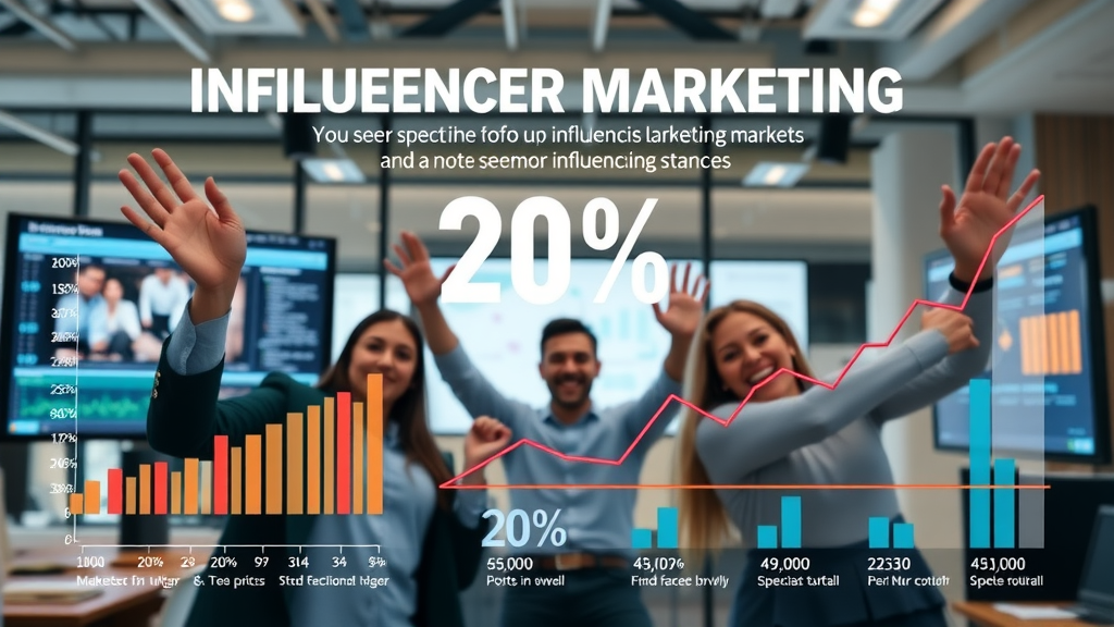 Dynamic infographic showcasing influencer marketing growth ROI and upward trends