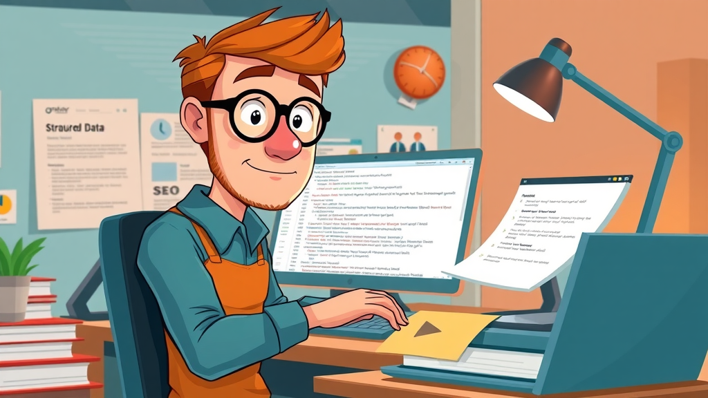 Web developer optimizing structured data and meta tags on website interface