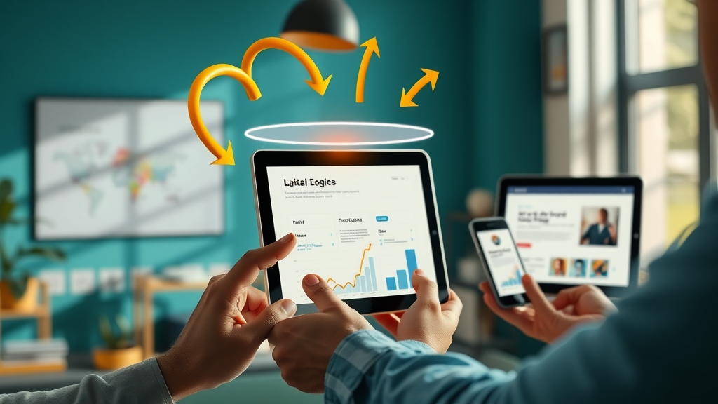 digital ad funnel graphic depicting optimized landing page experience and marketers reviewing conversion paths for remarketing campaigns
